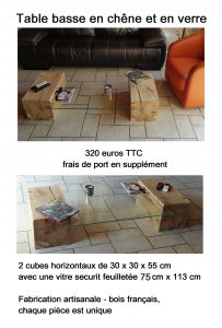 table de salon en verre et bois