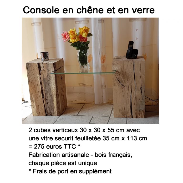 console en verre et bois